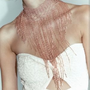 Zara Necklace Pink Glass Bead